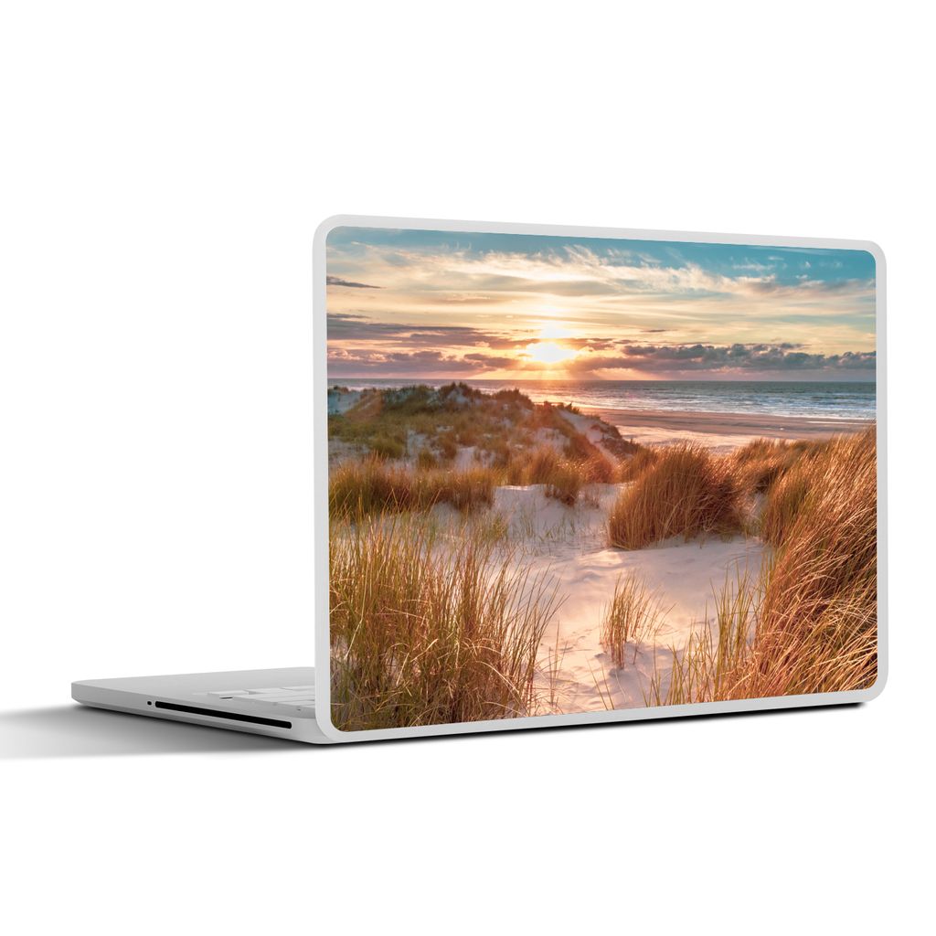 MuchoWow Laptop Aufkleber Sticker Cover Düne - Pflanzen - Sonnenuntergang - Strand - Meer 30x21 cm - Sticker für Laptop - Selbstklebend