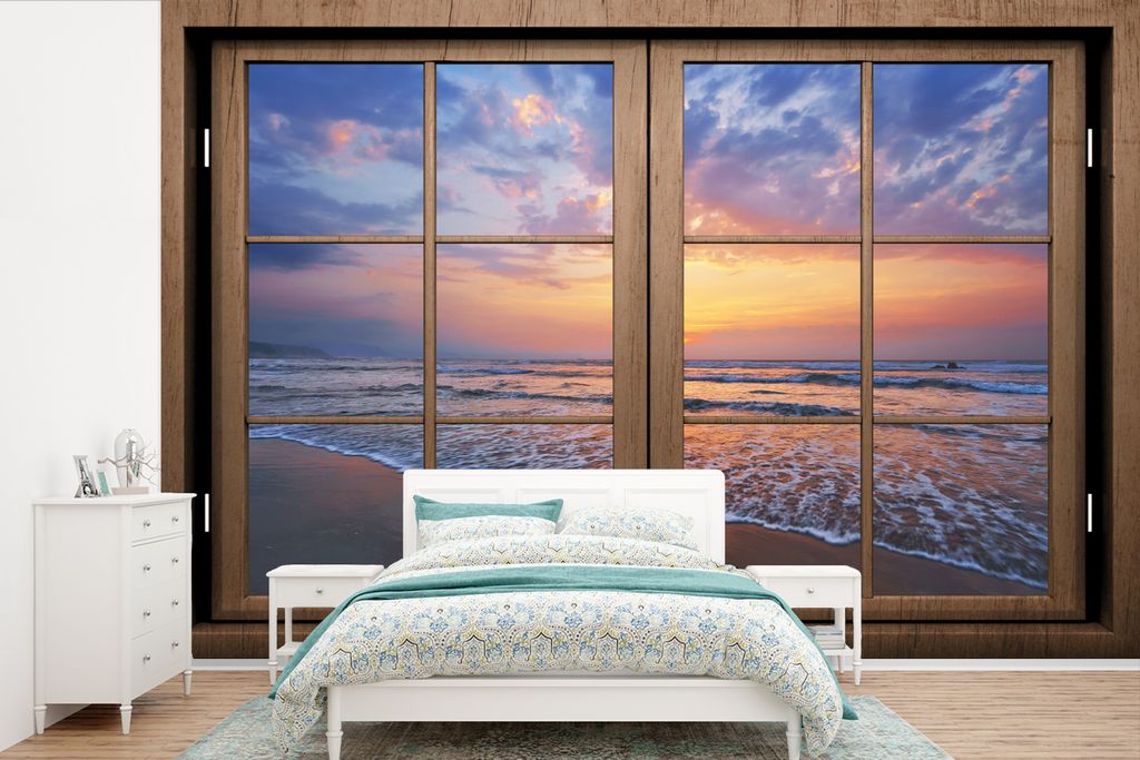 MuchoWow Fototapete für Wohnzimmer oder Schlafzimmer Wandtapete Vinyl Motivtapete Aussicht - Strand - Meer - 600x400 cm - Vinyltapeten