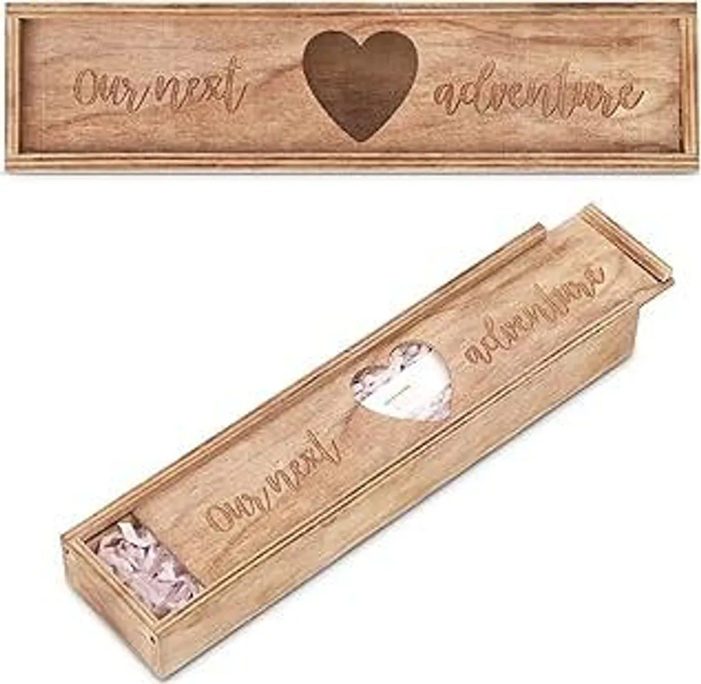 Confezione regalo per test di gravidanza, scatola ricordo in legno per test di gravidanza, collezione di souvenir Baby Reveal, confezione regalo per test di gravidanza per marito, padre, nonni (marrone)