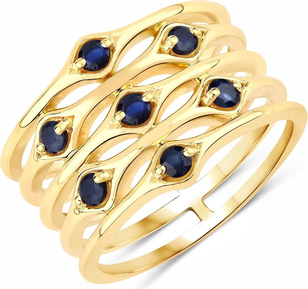 Ring Sterling Silber gelbvergoldet Saphir blau 56