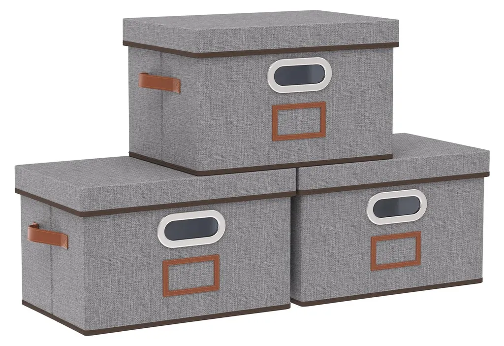 Boîte de rangement pliable en tissu avec couvercle anti-poussière