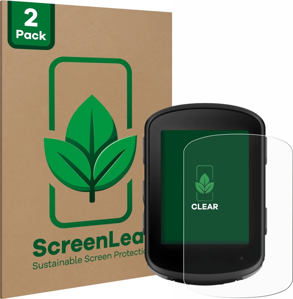 2x ScreenLeaf Schutzfolie für Garmin Edge 840 Solar nachhaltiger Displayschutz Display Schutz Folie Klar Transparent