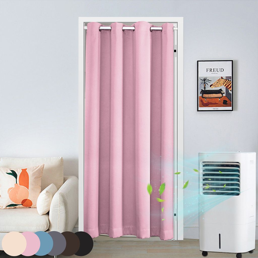 Türvorhang Blickdicht Thermo Ösen Vorhang Kälteschutz Gardine Raumteiler-Vorhänge Wohnzimmer Kinderzimmer 1 Stück Rosa 132x203cm