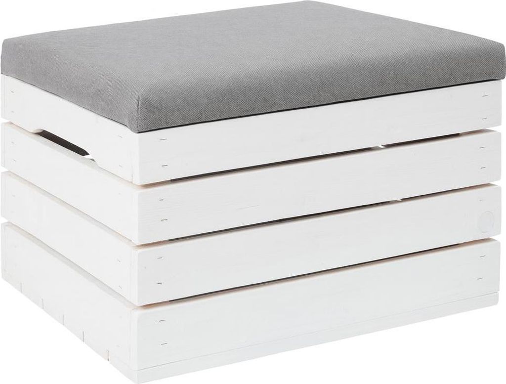 Pouf con apertura a cassetta bianco KIEFER 50x40x35 cm | Immagine del prodotto 