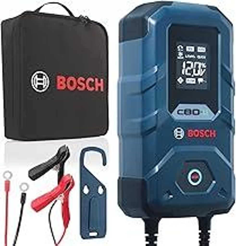 Bosch C80-Li Batterieladegerät, 15 Ampere, mit Erhaltungsladungs-Funktion - Autobatterie-Ladegerät für 6 V / 12 V Blei-Säure-, AGM-, EFB-, Gel-...