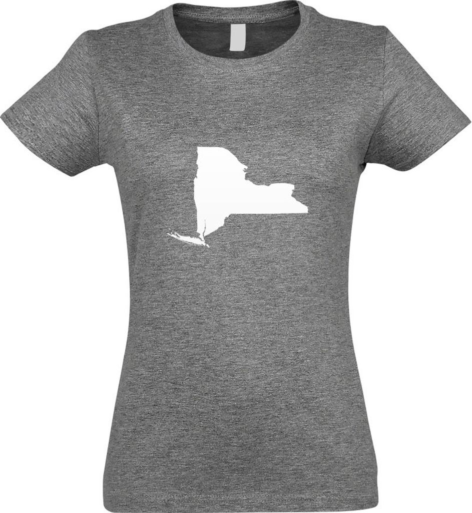 Kiwistar - T-Shirt tailliert - Damen - Graumeliert - USA - Bundesstaat - New York - mit Motiv Bedruckt - Funshirt Design - Sport - Freizeit - Damen...