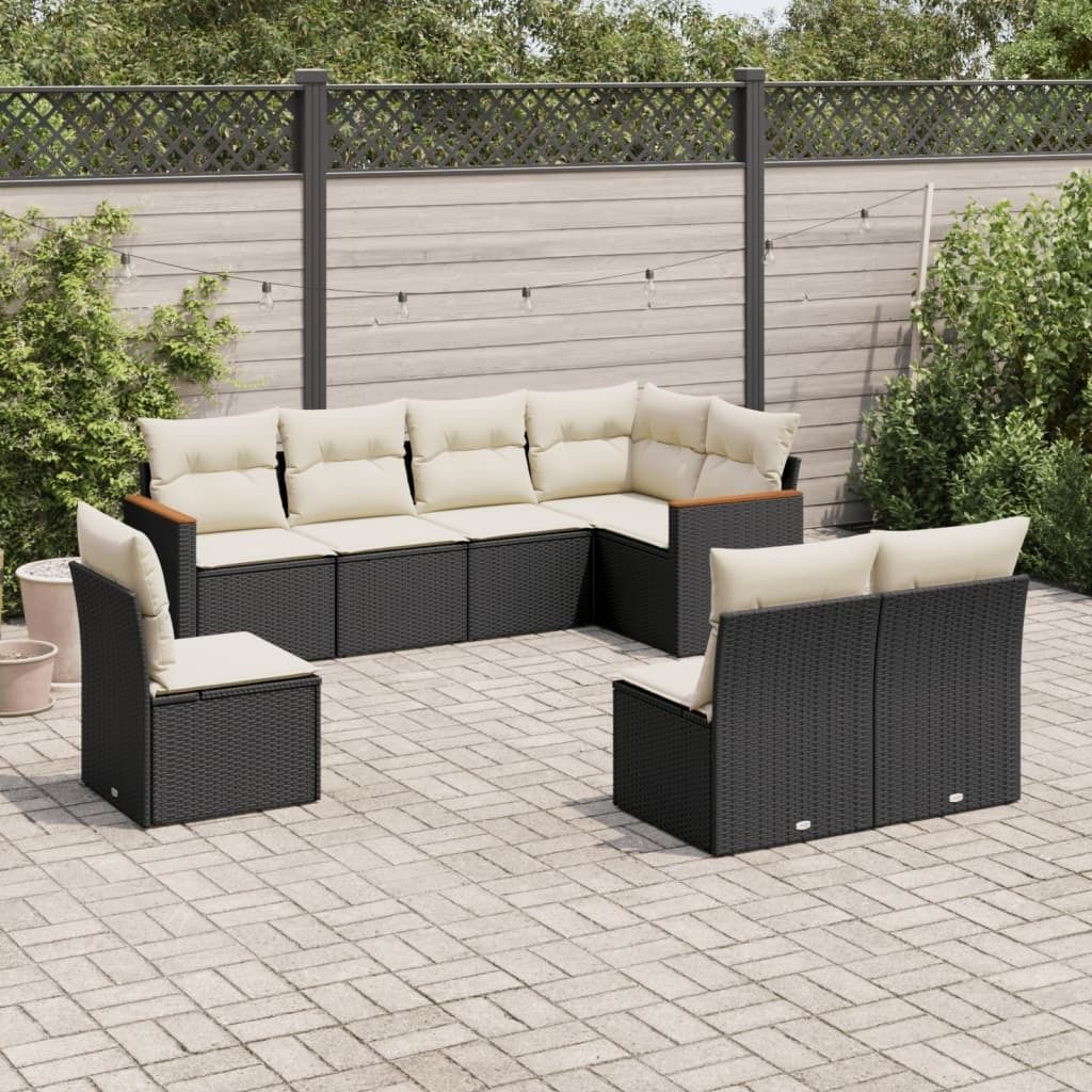 Maison Exclusive - 8-tlg. Garten-Sofagarnitur mit Kissen Schwarz Poly Rattan
