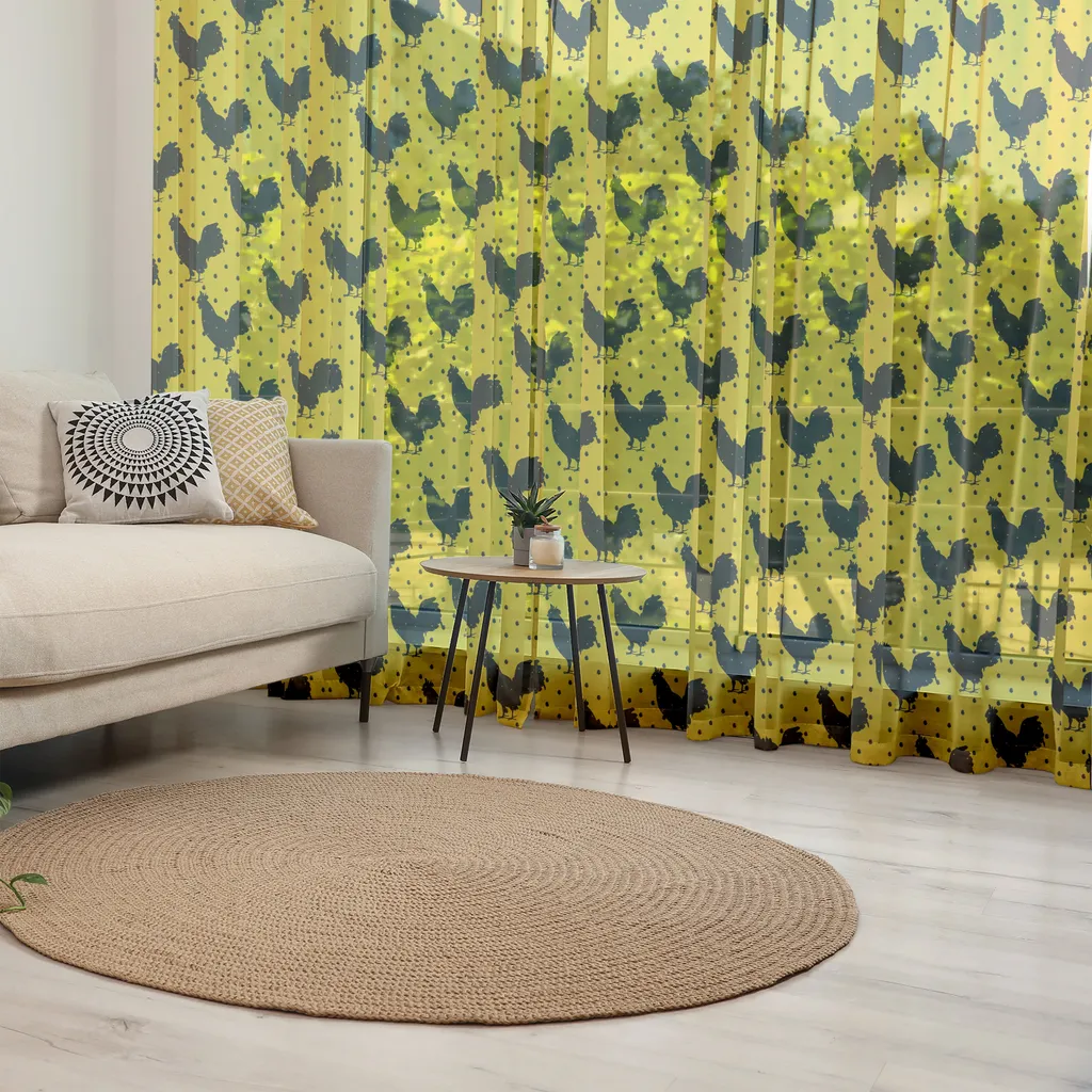 Arazzo Gigante Gallo ABAKUHAUS 274cm - Giallo Antracite Raso Setoso - 5