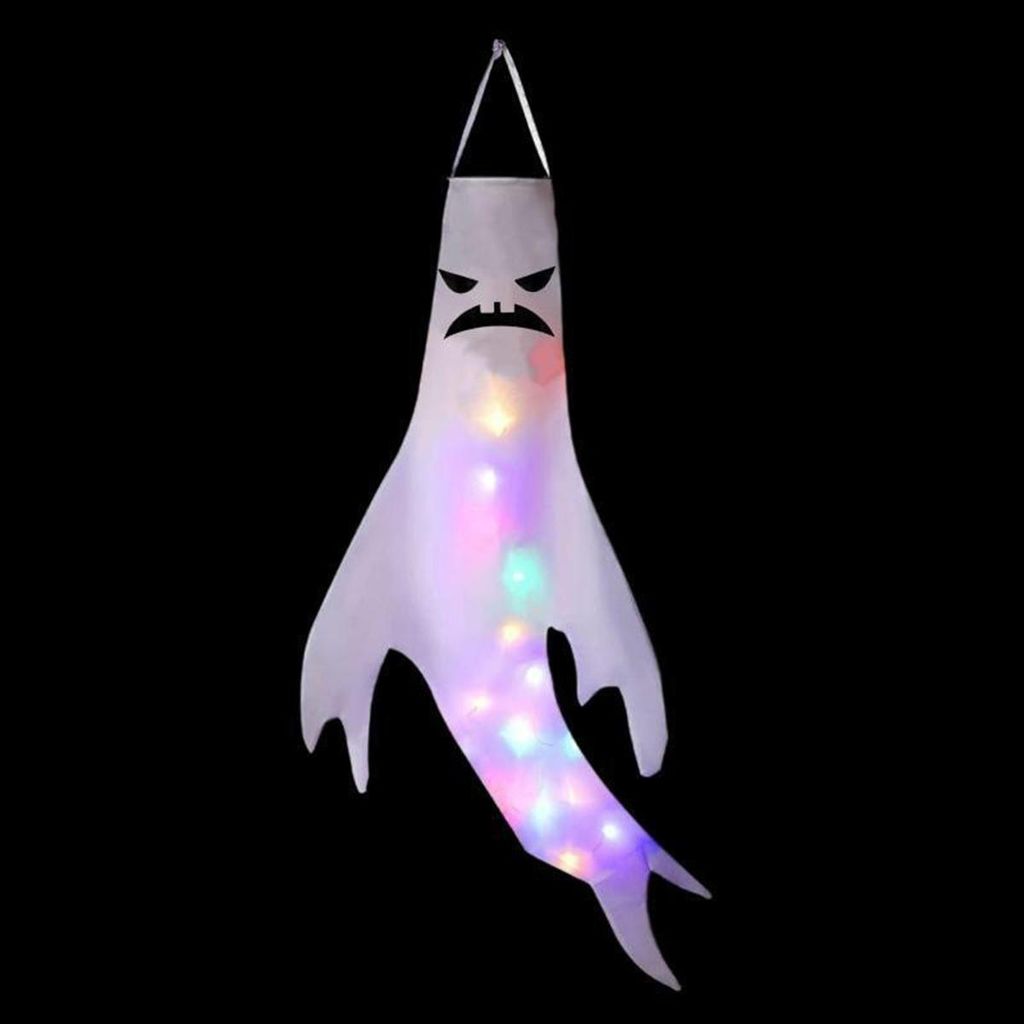 Halloween Geist Windsock mit Knopfbatterie LED Halloween Deko Hängende Windsäcke Halloween Windsäcke für Halloween Deko Kinder Garten Outdoor S...