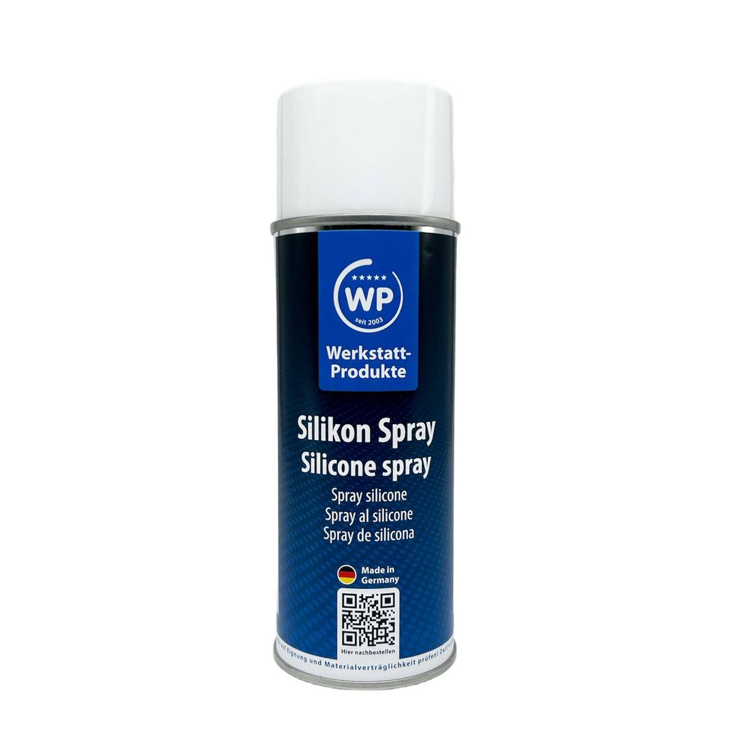 A can of silicone spray is shown against a white background.