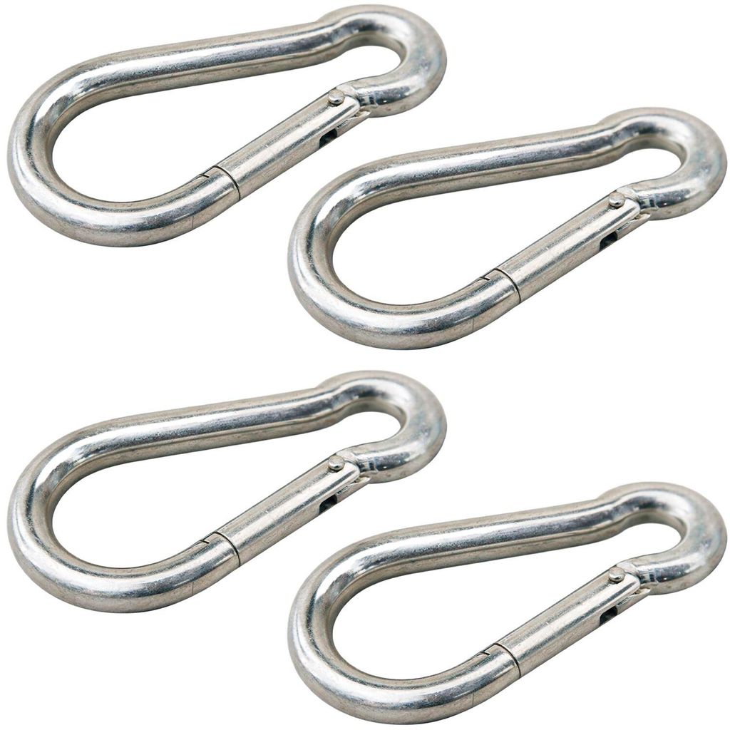 vasalat Karabiner Set 5x50 Karabinerhaken klein DIN5299C Feuerwehr Karabiner belastbar bis 100 kg, Stahl verzinkt - 4 Stück