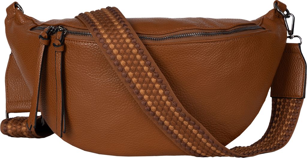 Bauchtasche (TTL-129) Umhängetasche Crossbody-Bag Hüfttasche Kunstleder Italy-Design BROWN