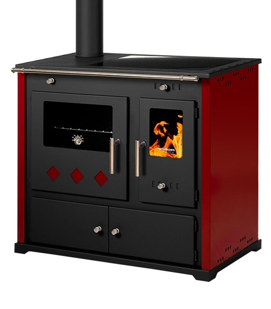 Practik Lux Eco 9,5 kW Holzherd | Backofen, Keramikplatte Bordo Links