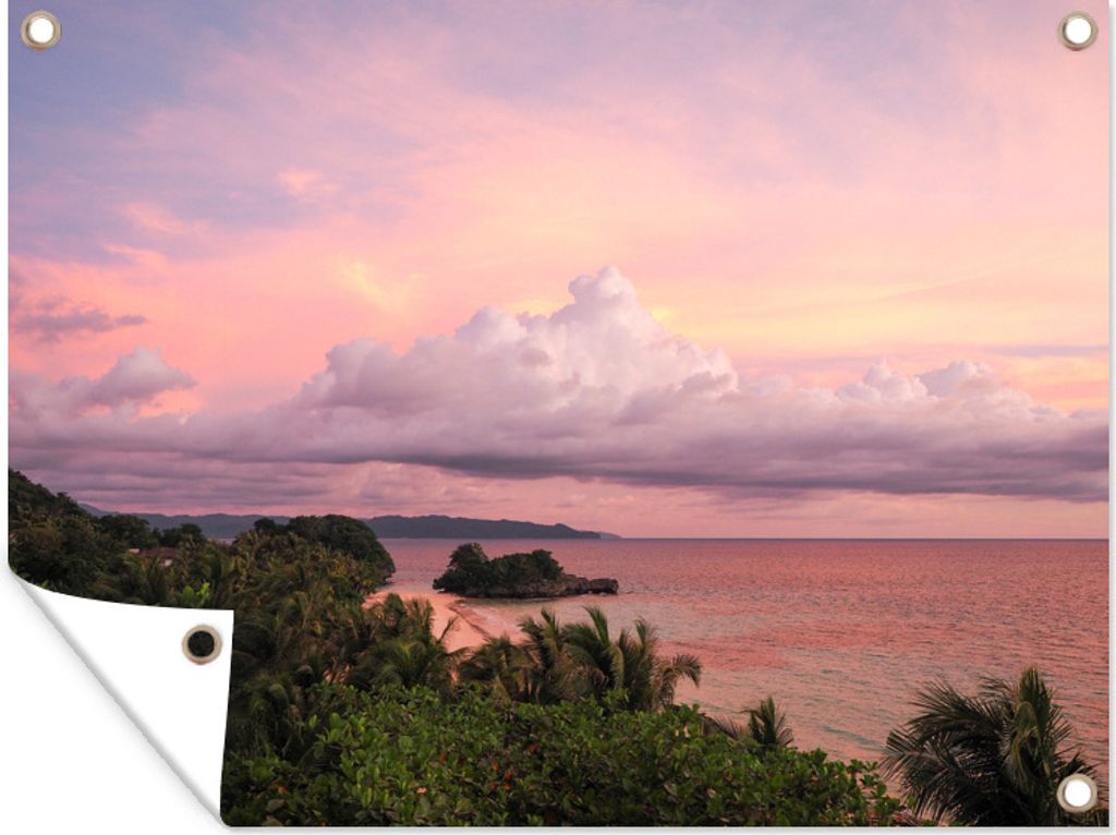 MuchoWow 80x60 cm Outdoor-Poster Gartendeko Sichtschutz Garten Poster für den Garten Sonnenaufgang auf der Insel Boracay auf den Philippinen