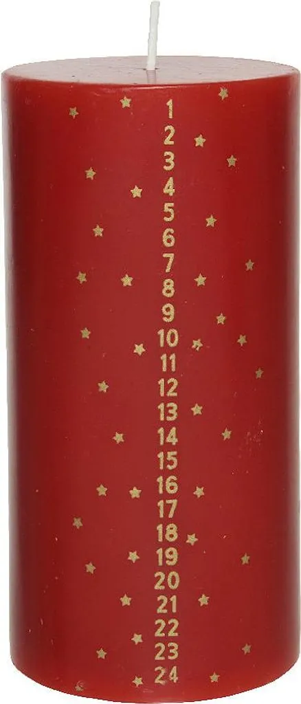 Candela pilastro Avvento rosso 7,5x15cm Candela decorativa Natale