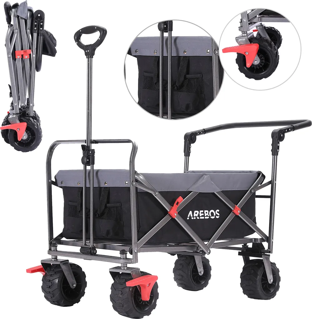 Carrello da Giardino AREBOS 100kg | Pieghevole per Spesa e Bimbi