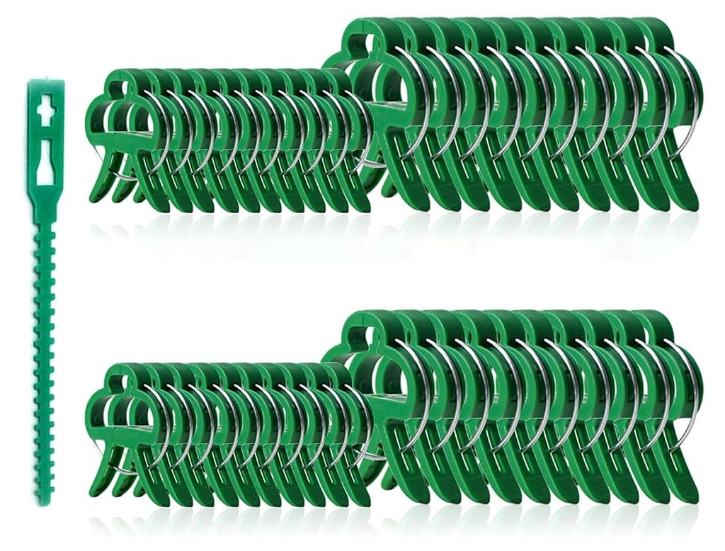 Pflanzenclips für Rankhilfe von Tomaten, Rosen, Gurken und anderen Rankpflanzen – Einfache Rankhilfe für Pflanzen (50 große + 50 kleine + 30 B...