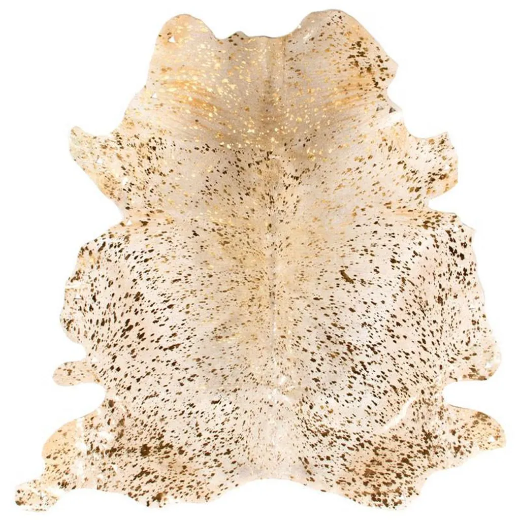 Peau de vache Rasia 100 Blanc et Or brillant - Tapis design 1,35 à 1,65 m²