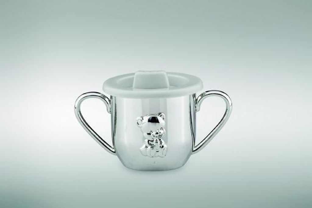 Kinderbecher mit Henkel versilbert H 6 cm D 11 cm