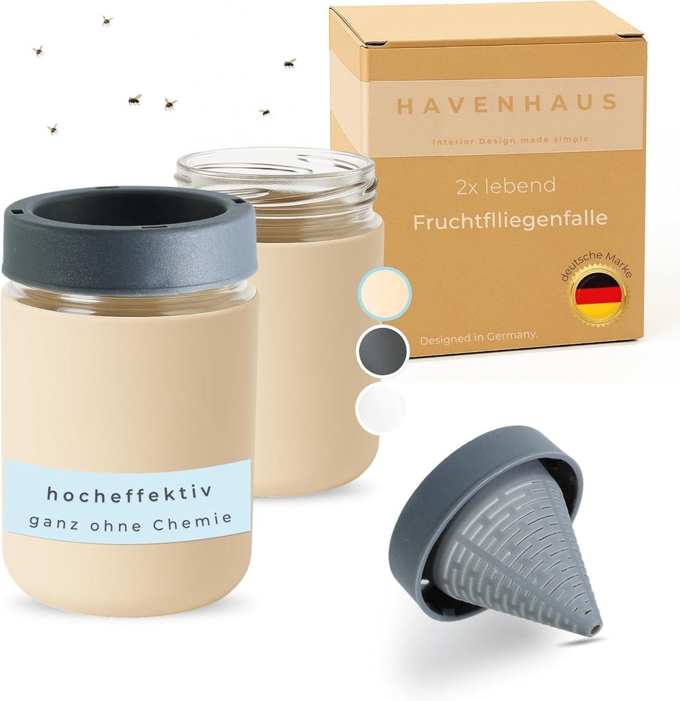 HAVENHAUS Fruchtfliegenfalle beige wiederverwendbar 2er Set Produktbild 