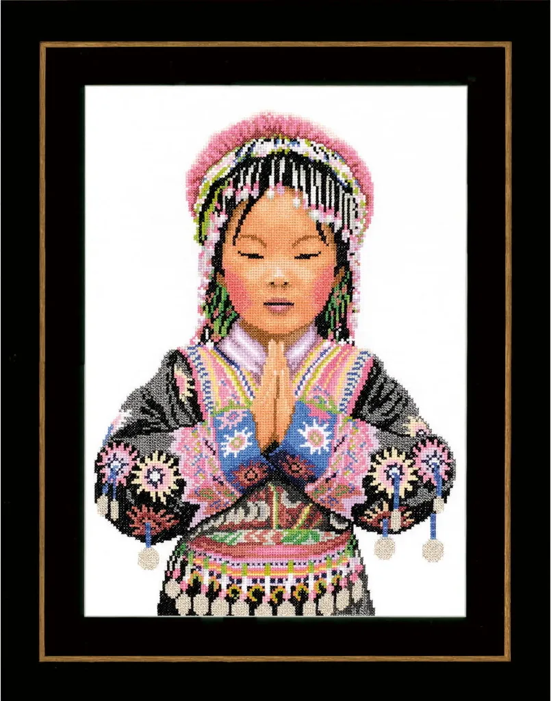 Kit Punto Croce Lanarte Ragazza Thailandese 29x39cm - Ricamo d'Autore