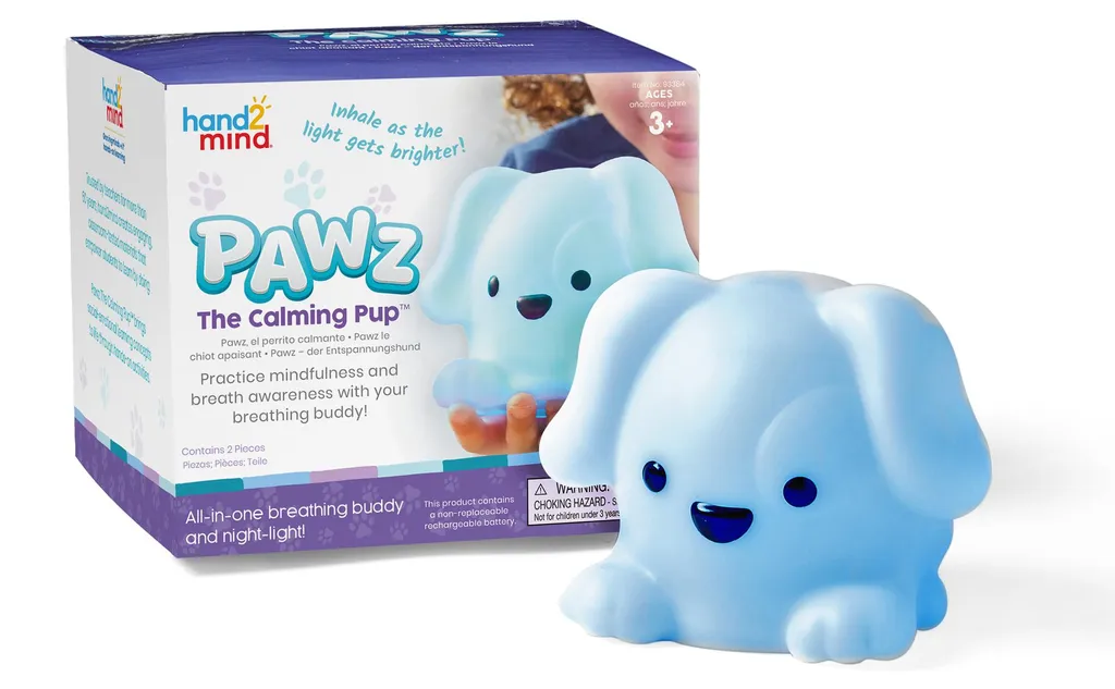 Chien veilleuse Pawz The Calming Pup avec guide respiratoire lumineux