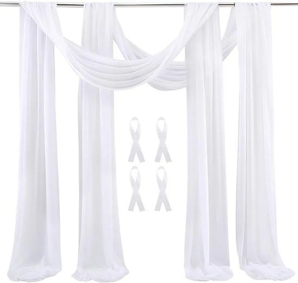 Rideaux mousseline 76 cm pour chambre, voilage polyester tamisant doux