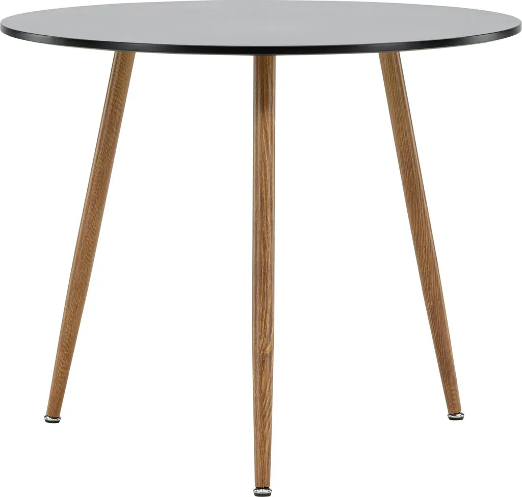 Table à manger Polar noire Ø90 cm en bois et métal - Finition mate