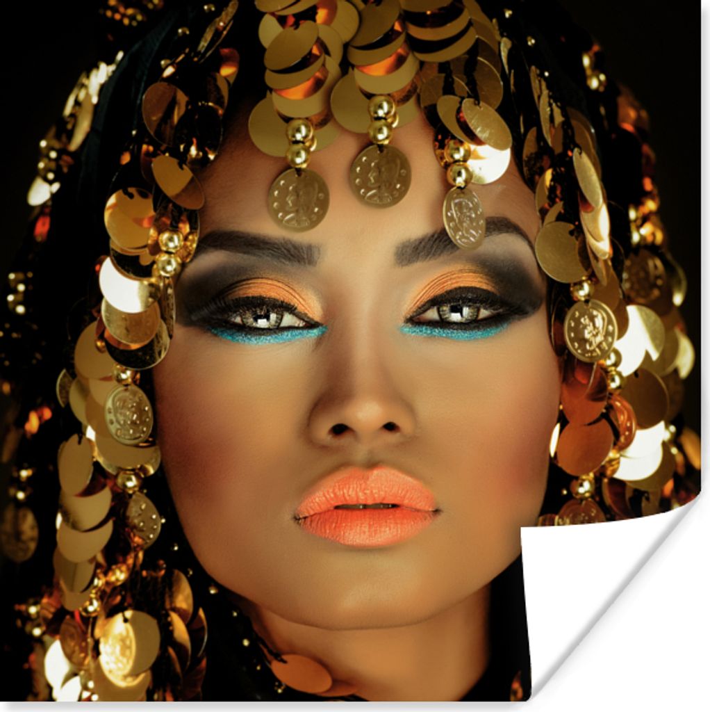 MuchoWow Poster Frau - Kleopatra - Gold - Schmuck - Make-up - Luxus 50x50 cm - Wohnzimmerdekoration