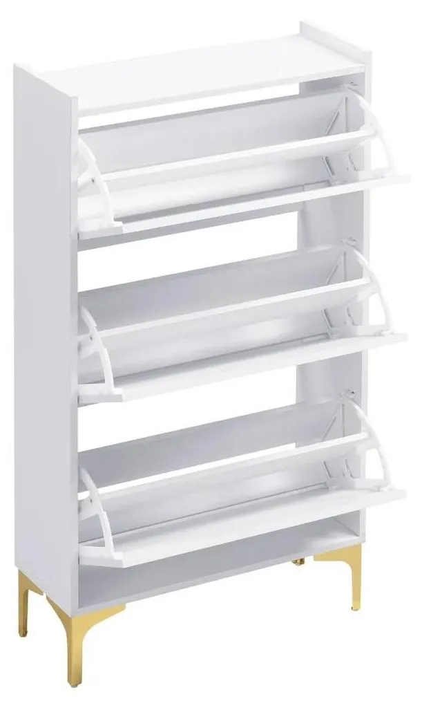 Rangement chaussures gain de place 3 étages pour entrée avec pieds métal