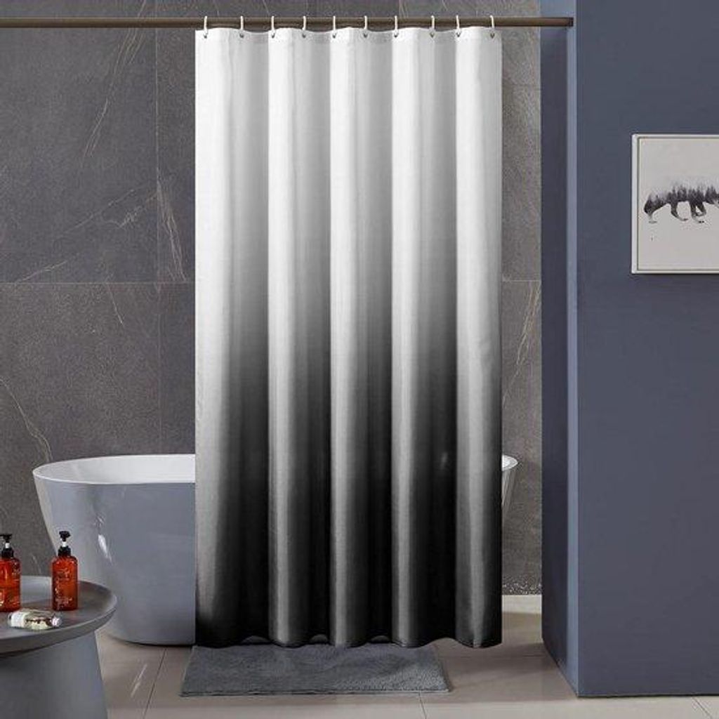 Wasserdichtes Duschvorhang-Set, 120x200cm, weiß-schwarz, 8-teilig, Polyester