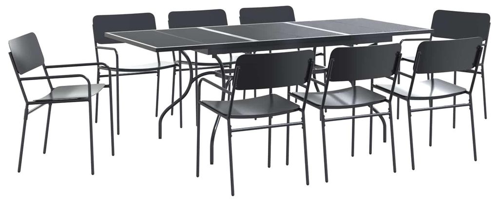 “2026 Modern“ Anthrazit Garten Essgruppe 9 pcs Anthrazit Stahl - Designermöbel 32731 - Gartensofas