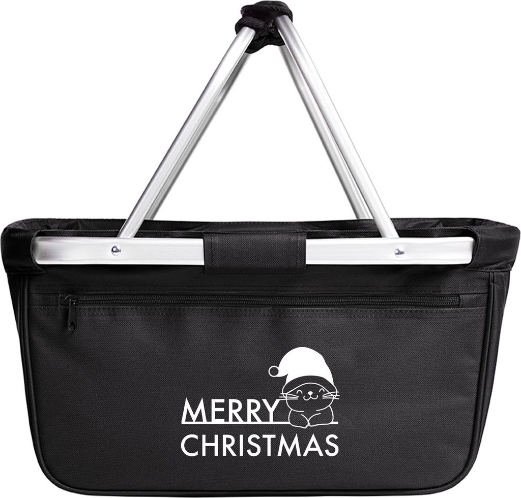 Huuraa Einkaufskorb Merry Christmas Katze 20 Liter Black faltbarer Tragekorb Geschenkidee