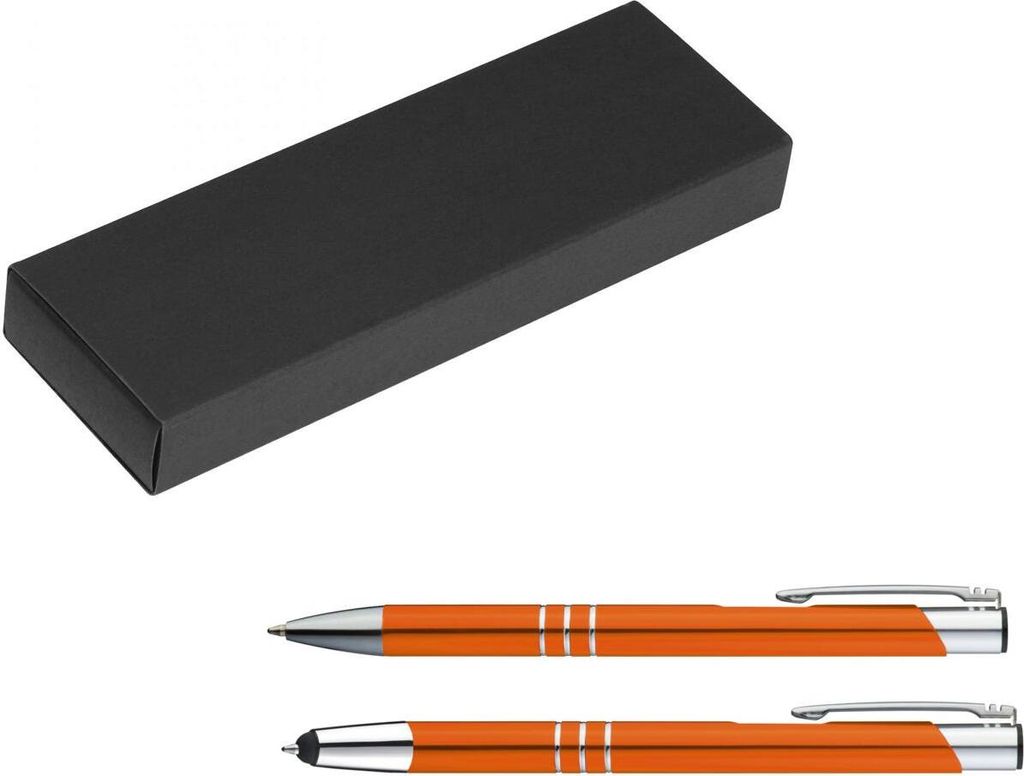 Metall Schreibset / Touchpen Kugelschreiber + Kugelschreiber / Farbe: orange