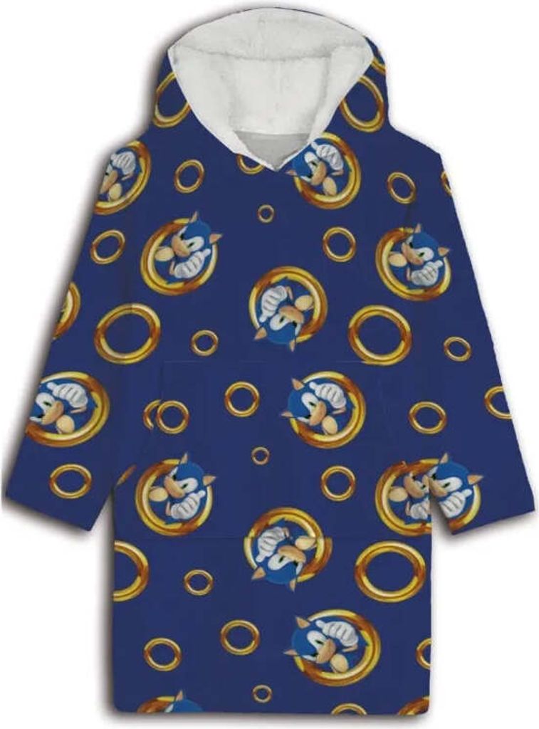 Sonic the Hedgehog Herren Kuschelponcho Kuscheldecke mit Ärmeln Kapuze Tasche