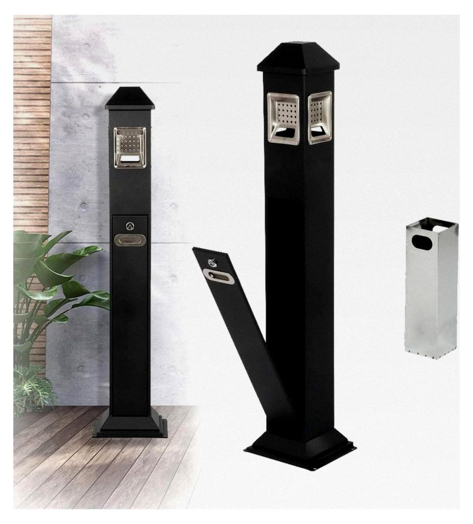 1,2 m freistehender Papierkorb mit 4 Öffnungen, wasserdichter Mülleimer aus Edelstahl mit Schlüssel, vertikaler Papiereimer für Pub, Hotel, Res...