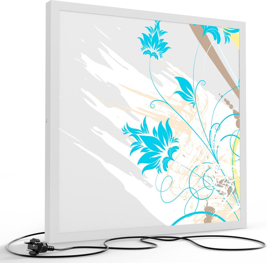 DEQORI LED-Bild & Lampe 60x60 cm Weiß 'Verspielte Ornamentik' Leuchtbild LED Leuchte