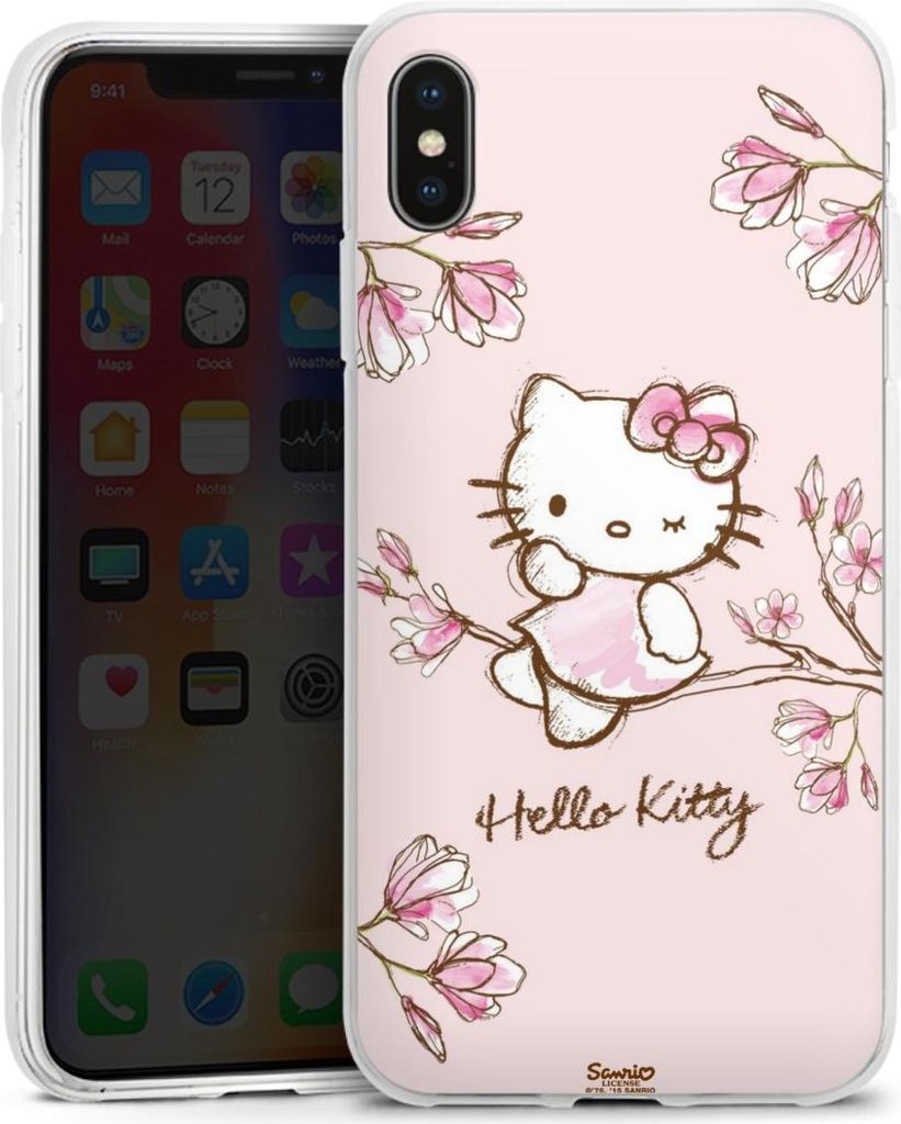 DeinDesign Handyhülle für Apple iPhone Xs Max Silikon Hülle Case Smartphone Schutzhülle Fanartikel Hanami Hello Kitty