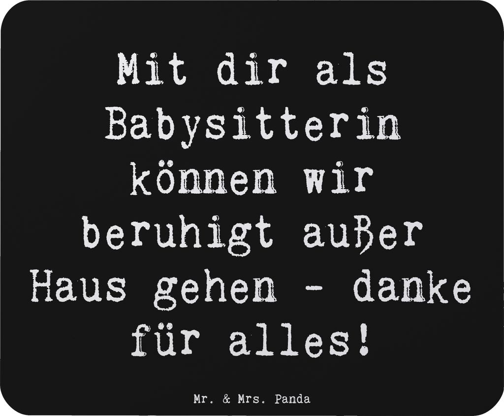 Mr. & Mrs. Panda Mousepad Spruch Babysitter Dank - Schwarz - Geschenk, pc mauspad, liebevoll, Babysitting, Liebe, Bedanken, Mouse Pad, Fürsorge, E...