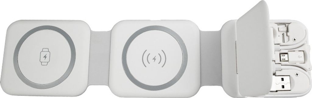 INF Magnetisches 3-in-1-Ladegerät für Telefon, Ohrhörer und Uhr Weiß