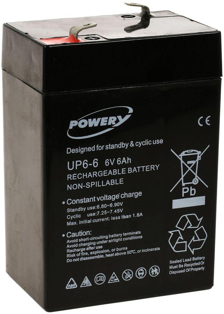 Powery Blei-Gel Akku für Reinigungsmaschinen, Rasenmäher 6V Produktbild 