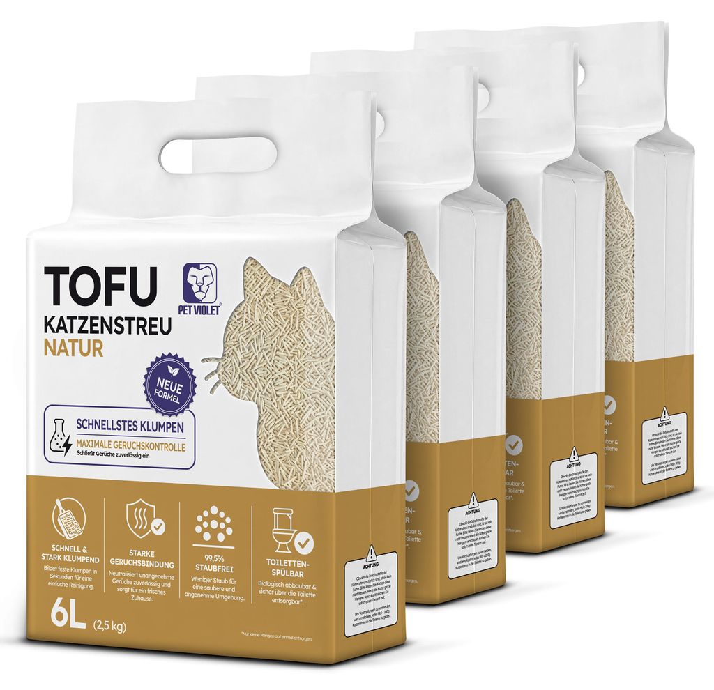 PET VIOLET Tofu Katzenstreu Natur 10 kg / 24 L, Produktbild  KI-generiertes Bild