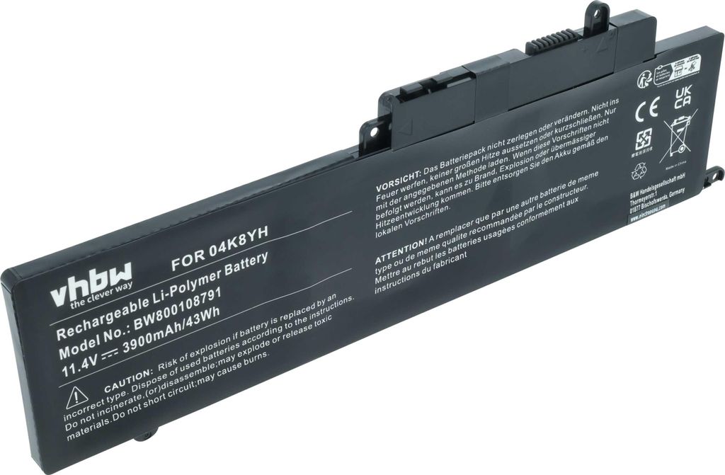 vhbw Akku kompatibel mit Dell Inspiron 15 7558, 3147, 3158, 7347, 7348, 15-7558, 15-7568, 3148, 3152, 3153, 3157 Notebook (3900 mAh, 11,1 V, Li-Ion)