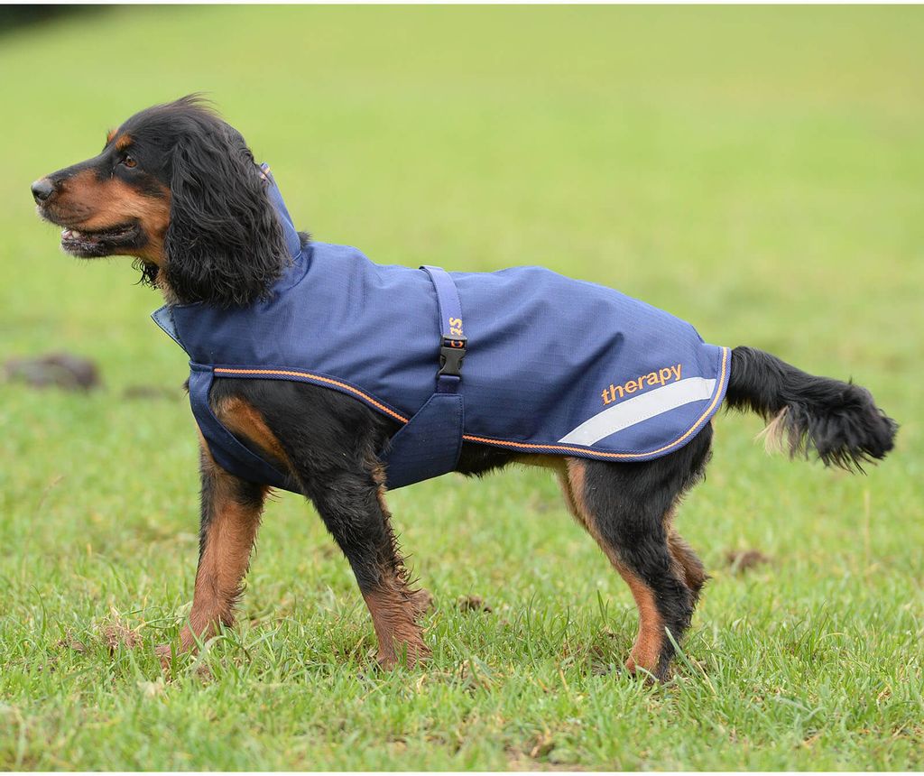 Bucas Hundedecke 150g Therapy Dog Rug Hundemantel Navy/Orange 50cm