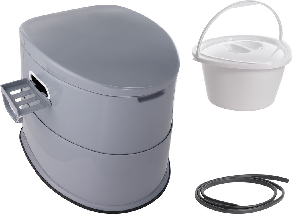 SucceBuy Tragbare Toilette von für Camping, 1,3 Gallonen großer Toilettenstuhl mit abnehmbarem Inneneimer, herausnehmbarem Papierhalter, Doppelde...