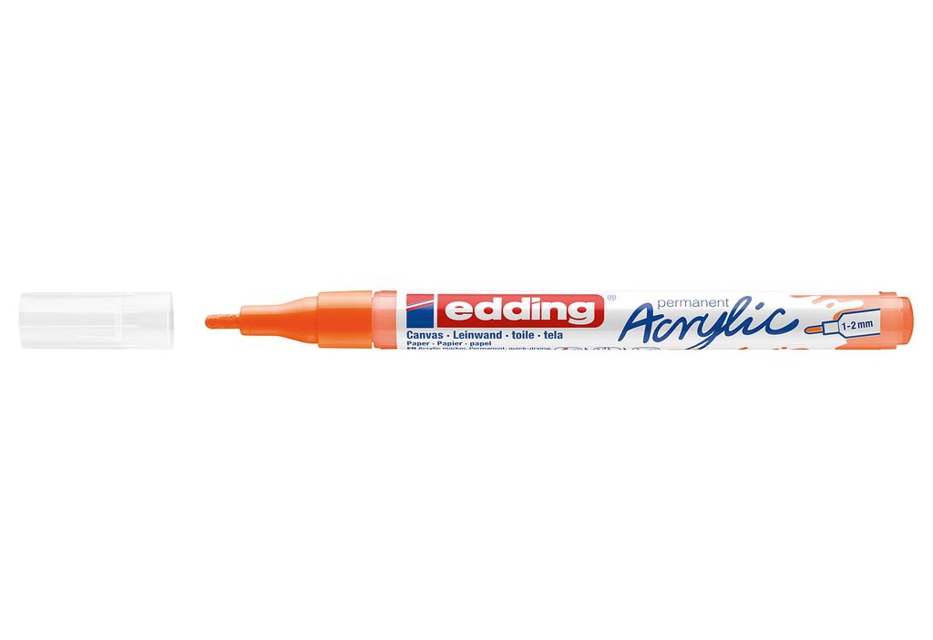 Edding 5300 Acrylmarker Fein, Orange, Orange, Fein, 1 mm, 2 mm, Tinte auf Wasserbasis
