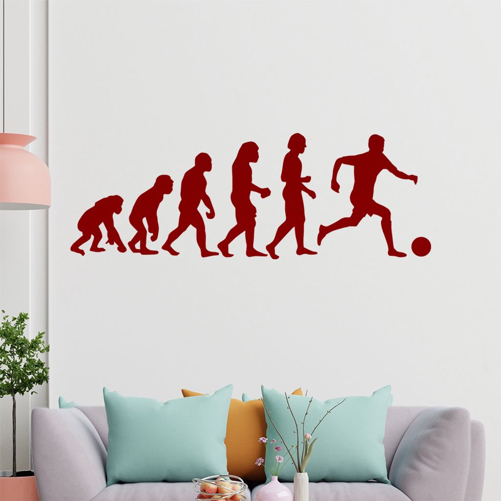 KIWISTAR Evolution Fußballspieler Charles Darwin Wandtattoo in 6 Größen - Wandaufkleber Wall Sticker - Dekoration, Küche, Wohnzimmer, Schlafzim...