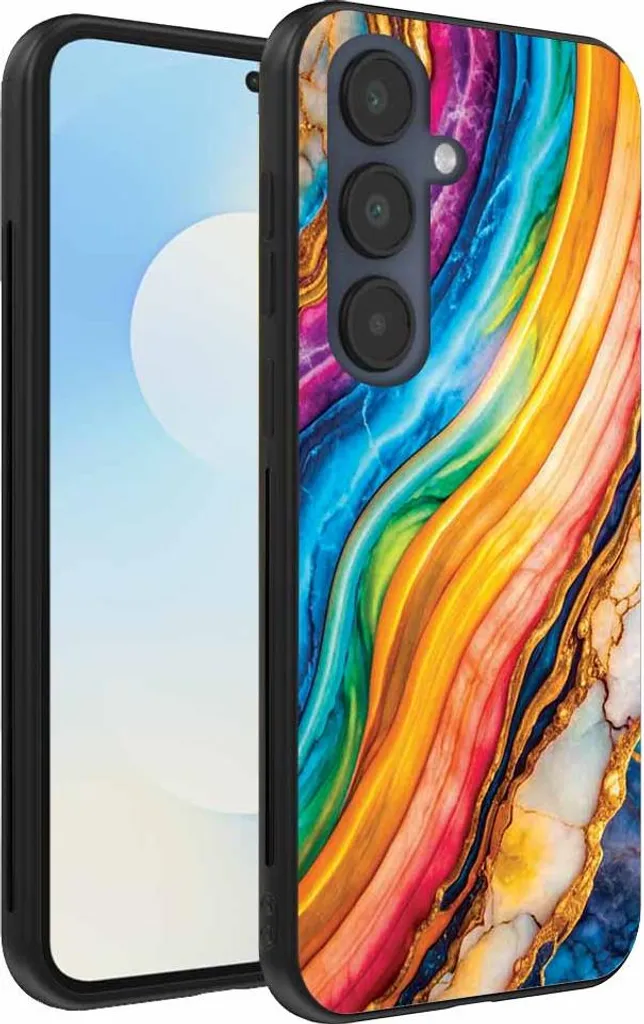 Samsung Galaxy S25 FE Case Marmo Arcobaleno - Cover Colorata Oro