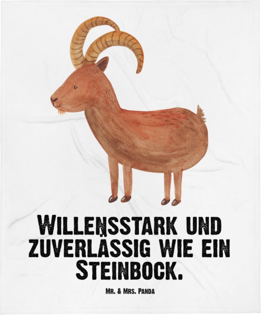 Mr. & Mrs. Panda Plaid Sternzeichen Steinbock - Weiß - Geschenk, Erstlingsdecke, Ziege, Fleecedecke, Geburtstag Januar, Schlummerdecke, Steinböck...