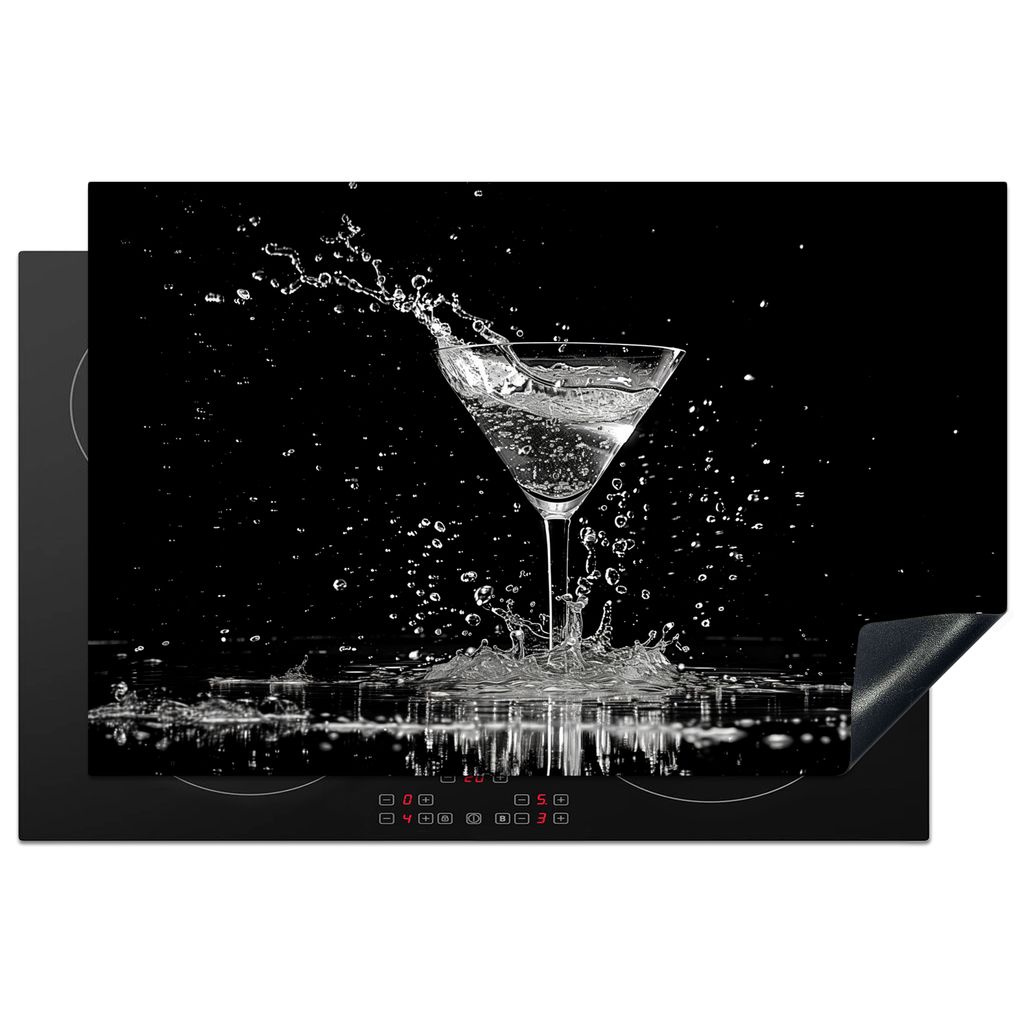 KitchenYeah Herdabdeckplatte Glas - Cocktail - Schwarz - Trinken , 80x52cm, Küche Deko, Glaskeramikkochfeld Herdabdeckung, Abdeckplatte fùr Koc...